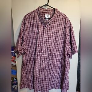 HB Casual Burgundy Checkered Shirt, Size 4XL